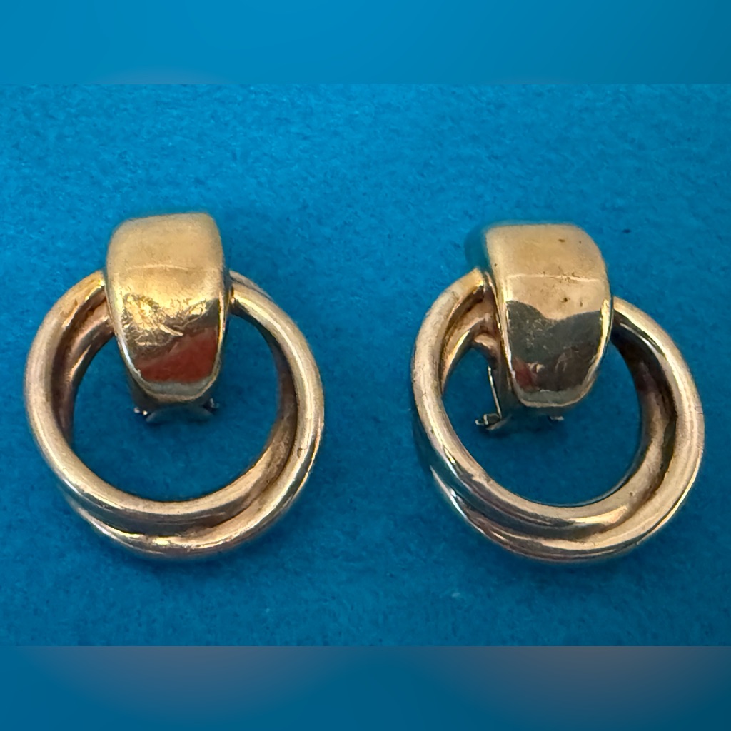 Twotone 925 Silver Large Earrings Electroform